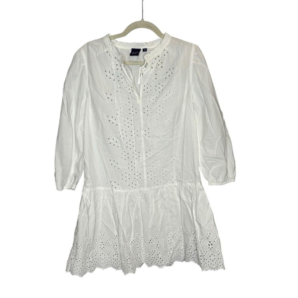 NWT Gap Cotton Eyelet Mini Dress White - Picture 2 of 12